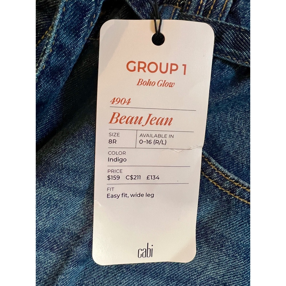 Cabi Beau‎ Jean Indigo Blue Wide Leg Paperbag Waist Denim Pants Size 8R NEW - Picture 2 of 10